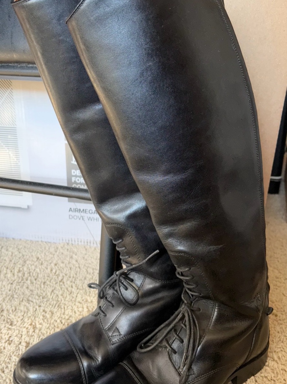 Ariat Black Leather Knee-High Lace-Up Riding Boots Size 7